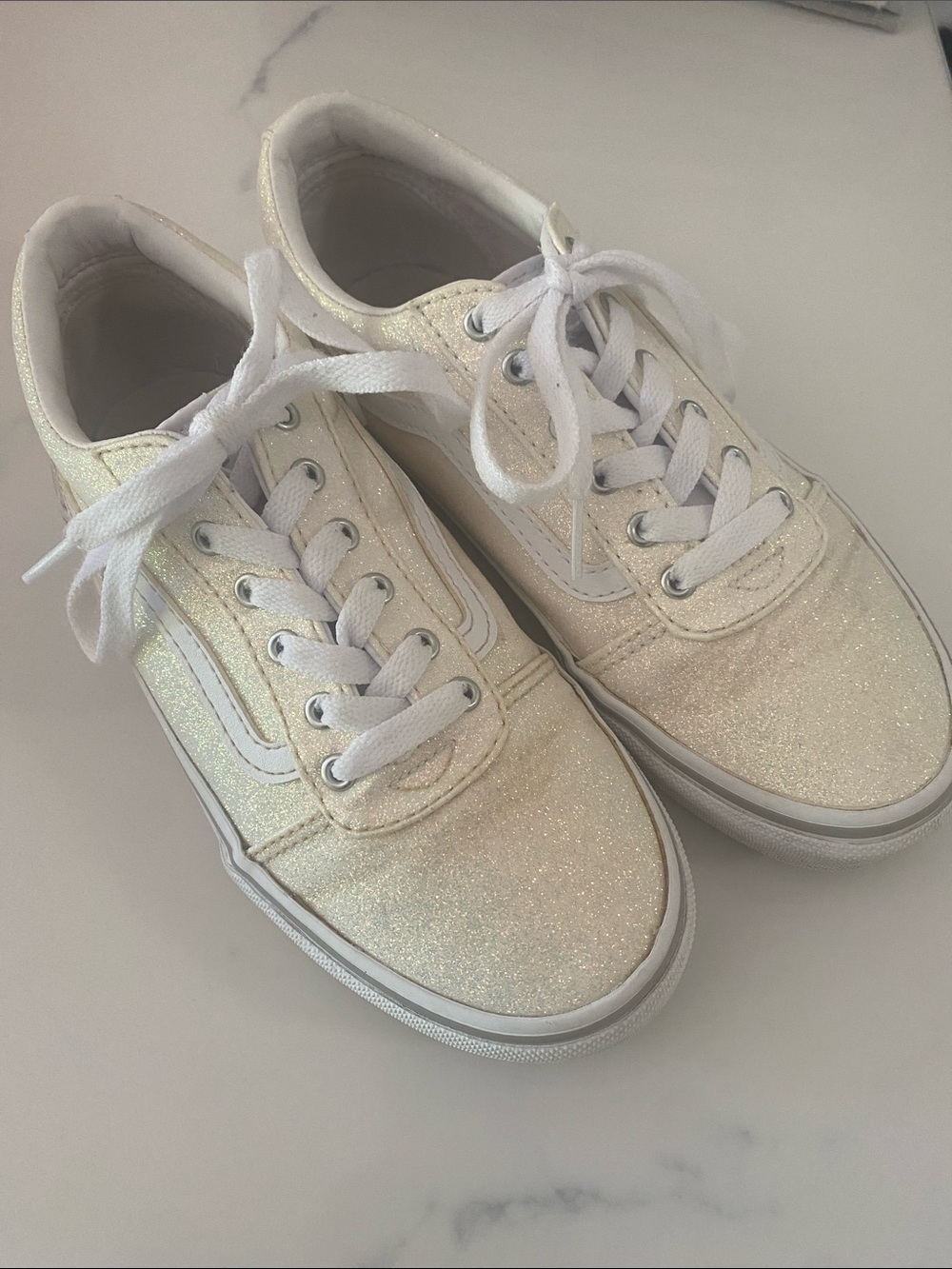 Vans Kids Glitter Low Top Sneakers in White